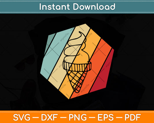 Ice Cream Cone Retro Style Vintage Svg Png Dxf Digital Cutting File