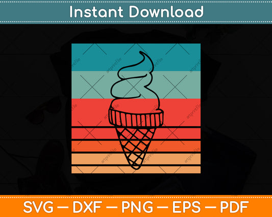 Ice Cream Cone Retro Style Vintage Svg Design Digital Cutting File