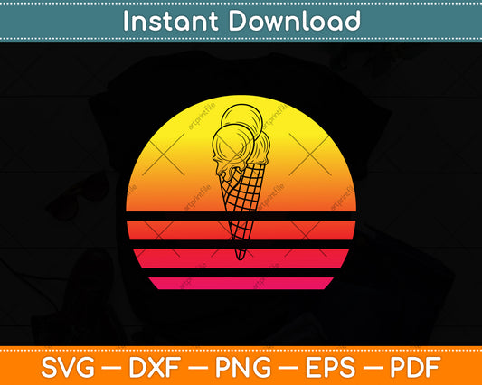 Ice Cream Cone Retro Style Vintage Svg Cutting File