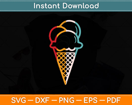 Ice Cream Cone Retro Style Vintage Svg Png Dxf Digital Cutting File