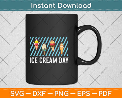 Ice Cream Day Frozen Vanilla Dessert Waffle Cone Svg Png Dxf Digital Cutting File