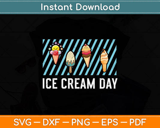 Ice Cream Day Frozen Vanilla Dessert Waffle Cone Svg Png Dxf Digital Cutting File