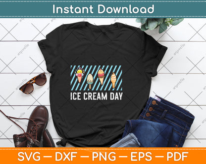 Ice Cream Day Frozen Vanilla Dessert Waffle Cone Svg Png Dxf Digital Cutting File