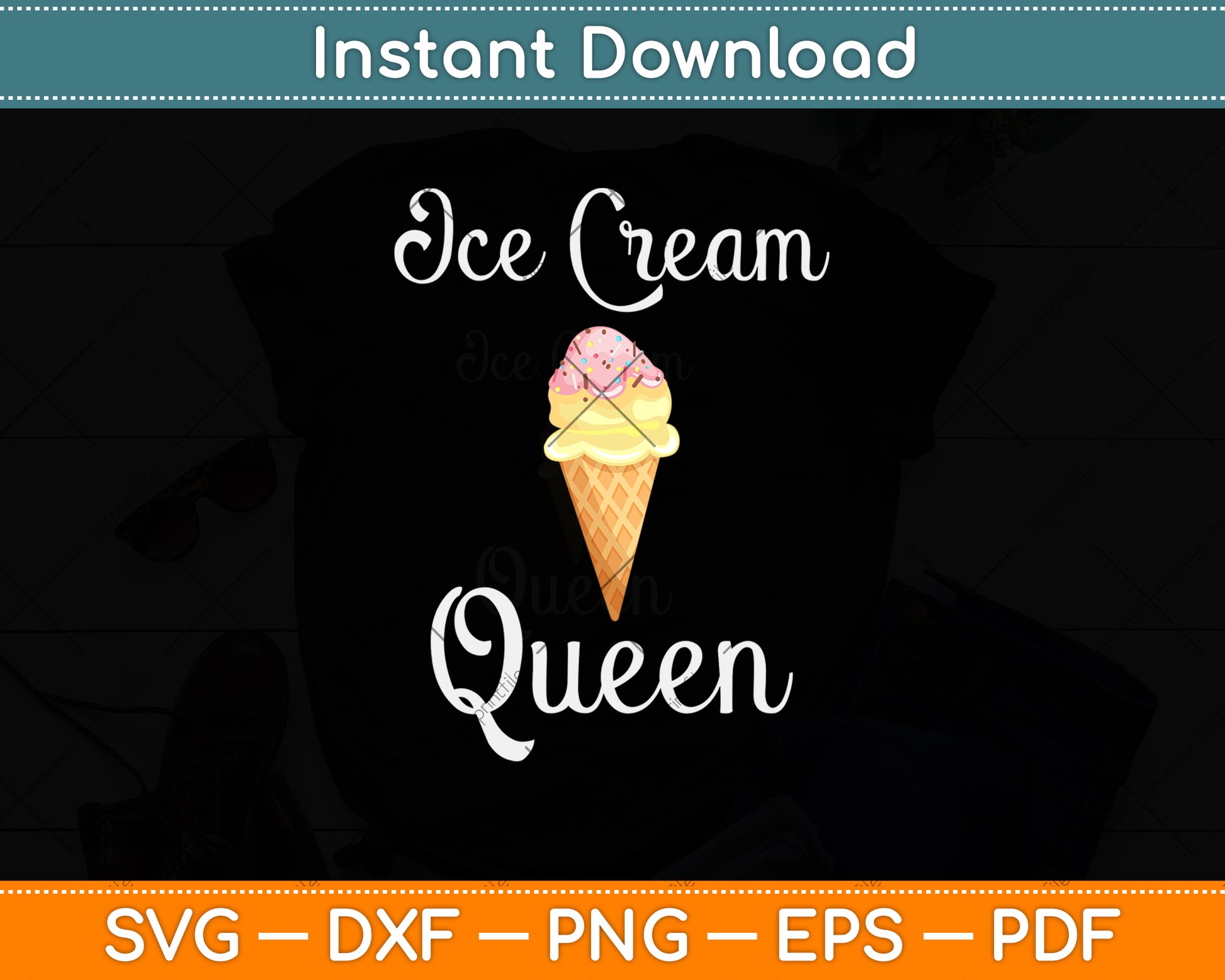 Ice Cream Queen Mothers Day Svg Png Dxf Digital Cutting File