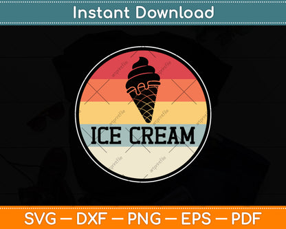 Ice Cream Retro Vintage Summer Treats Cool Svg Png Dxf Digital Cutting File