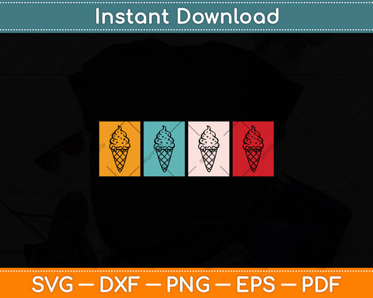 Ice Cream Retro Vintage Svg Png Dxf Digital Cutting File