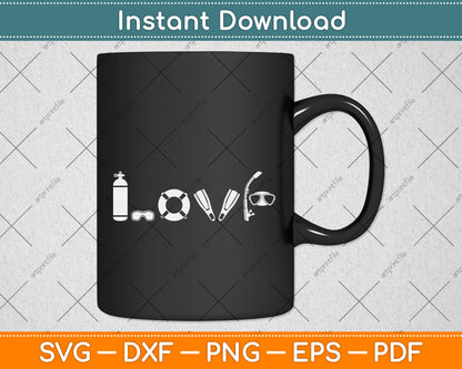 I love Scuba Diving Svg Png Dxf Digital Cutting File