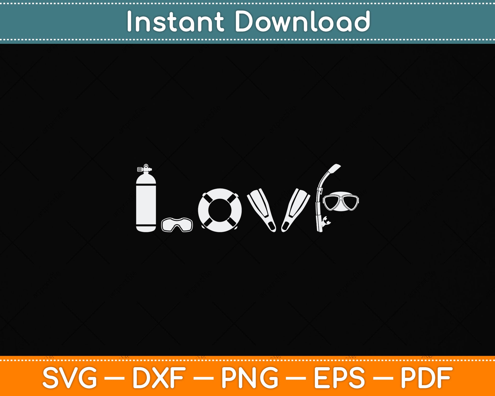 I love Scuba Diving Svg Png Dxf Digital Cutting File