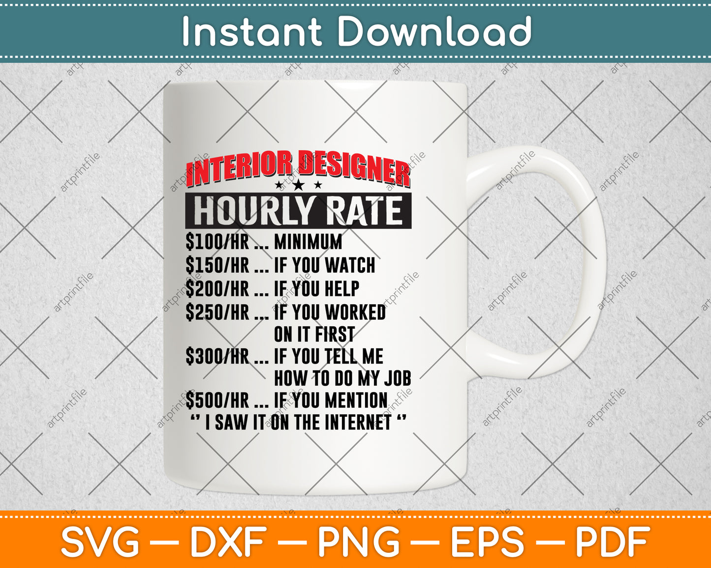 Interior Designer Hourly Rate Svg Png Dxf Digital Cutting File