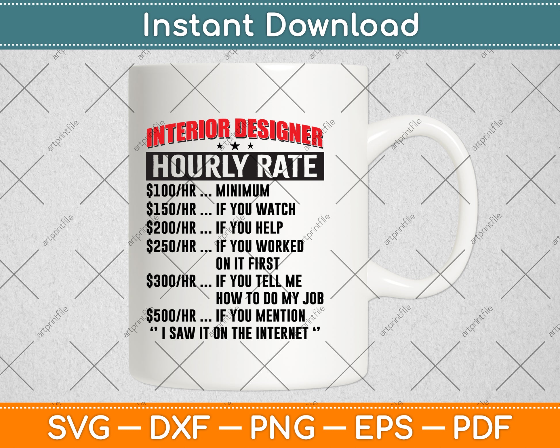 Interior Designer Hourly Rate Svg Png Dxf Digital Cutting File
