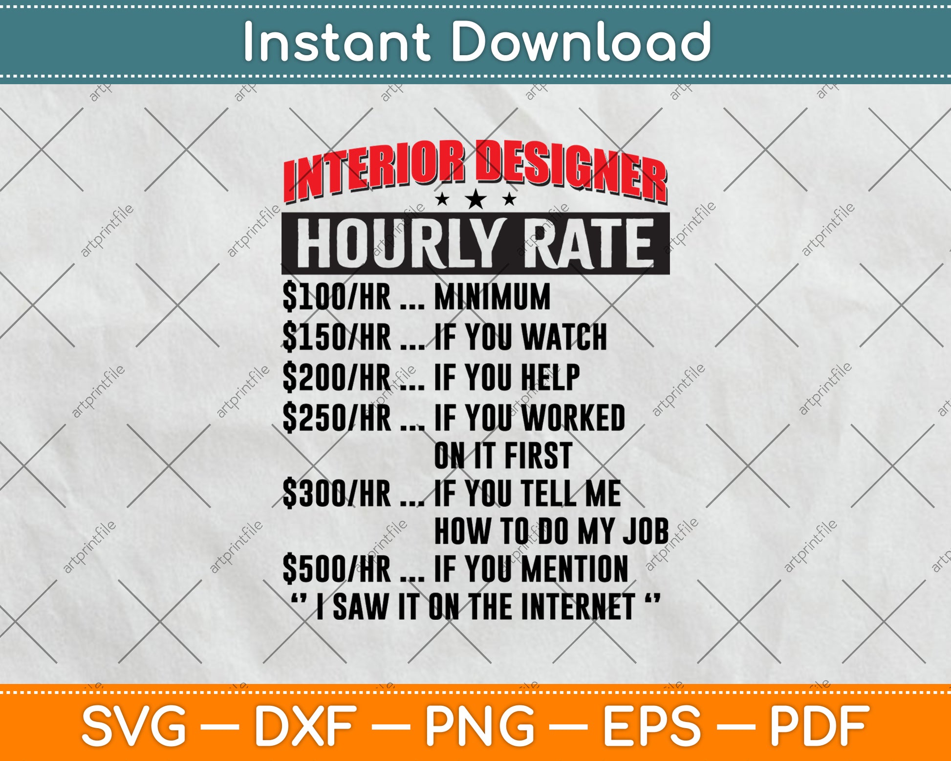 Interior Designer Hourly Rate Svg Png Dxf Digital Cutting File