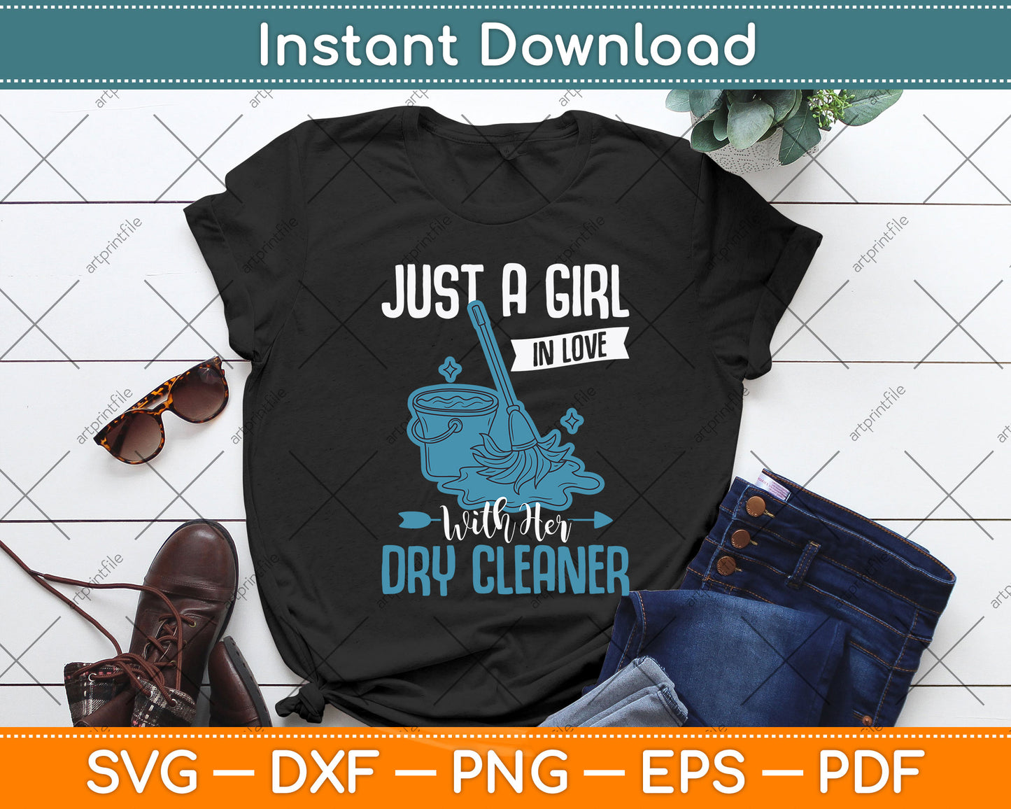 Just A Girl In Love With Her Dry Cleaner Svg Png Dxf Digital Cutting File