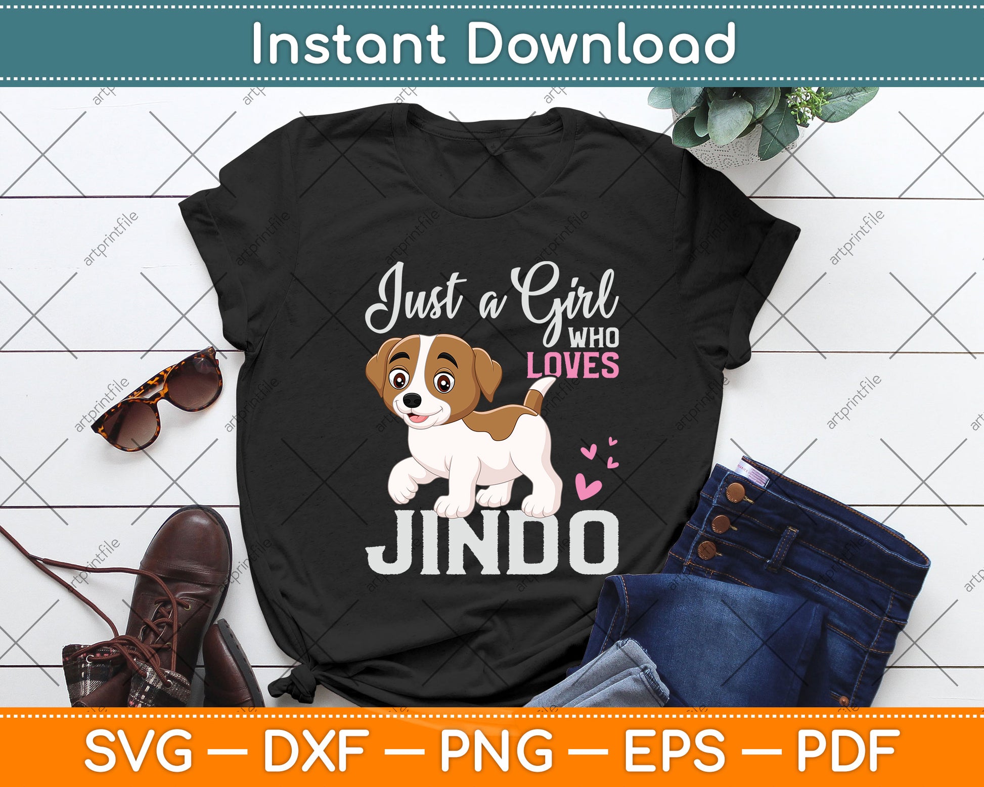 Just A Girl Who Loves Jindo Svg Png Dxf Digital Cutting File