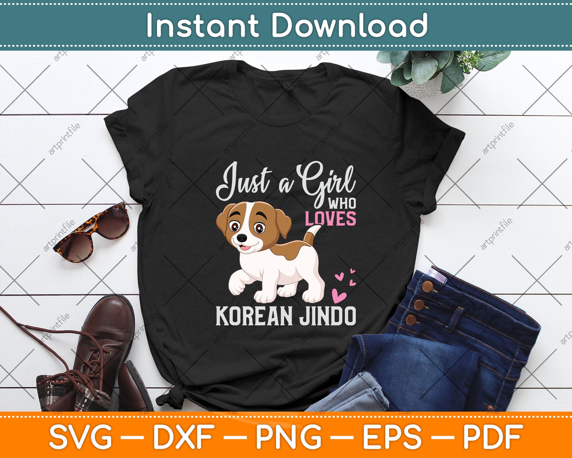 Just A Girl Who Loves Korean Jindo Svg Png Dxf Digital Cutting File