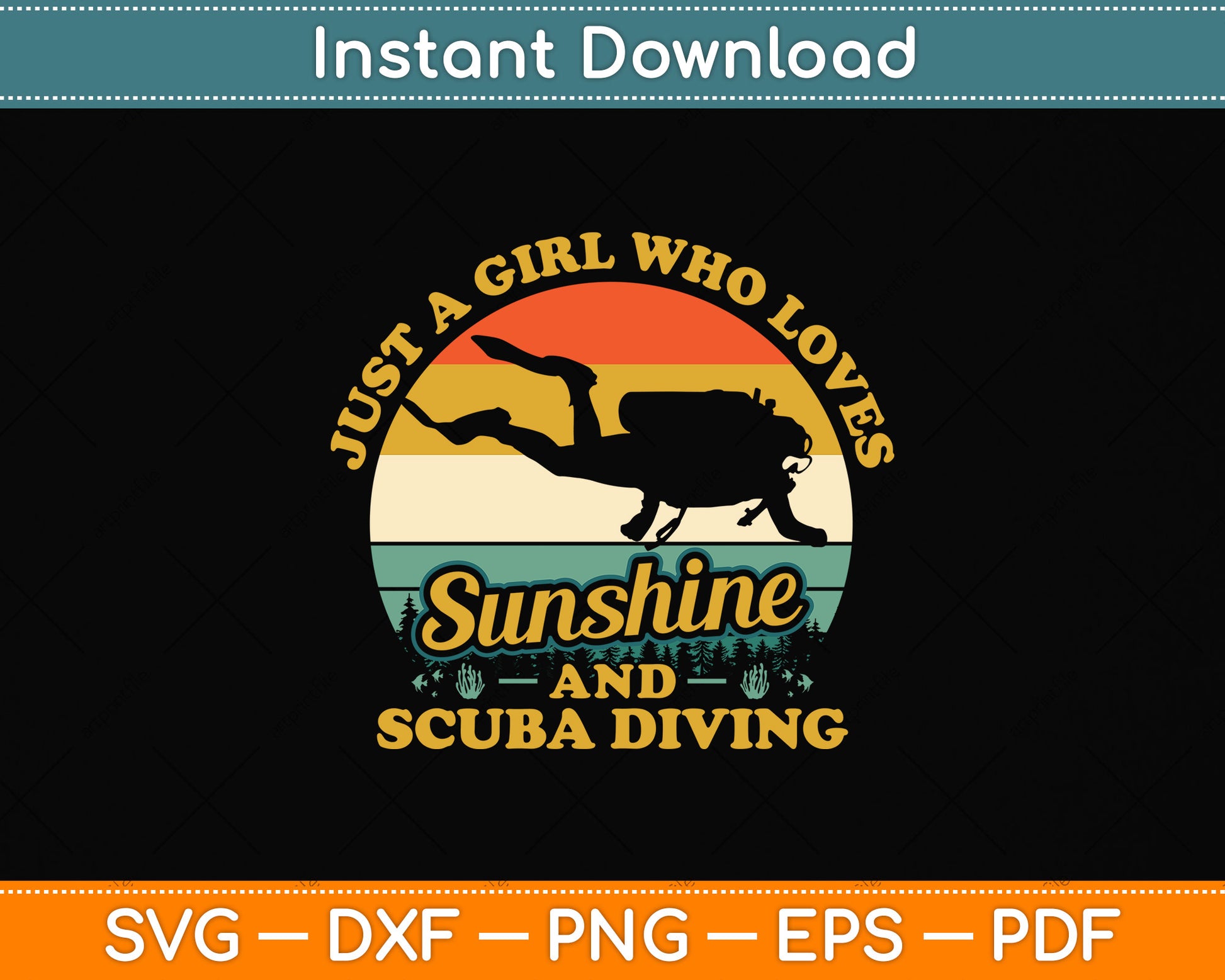 Just A Girl Who Loves Sunshine And Scuba Diving Svg Png Dxf Digital Cutting File