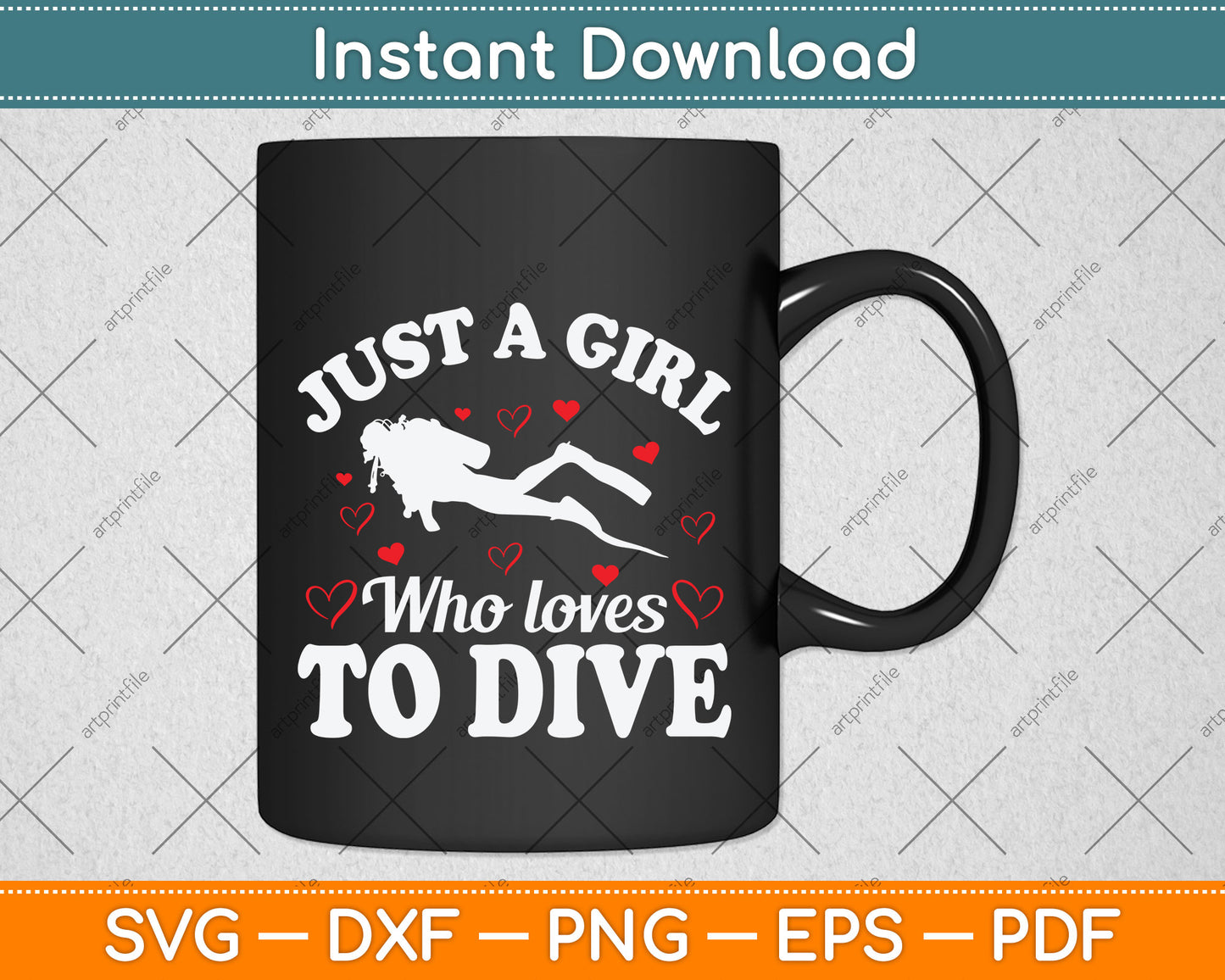 Just A Girl Who Loves To Dive Svg Png Dxf Digital Cutting File