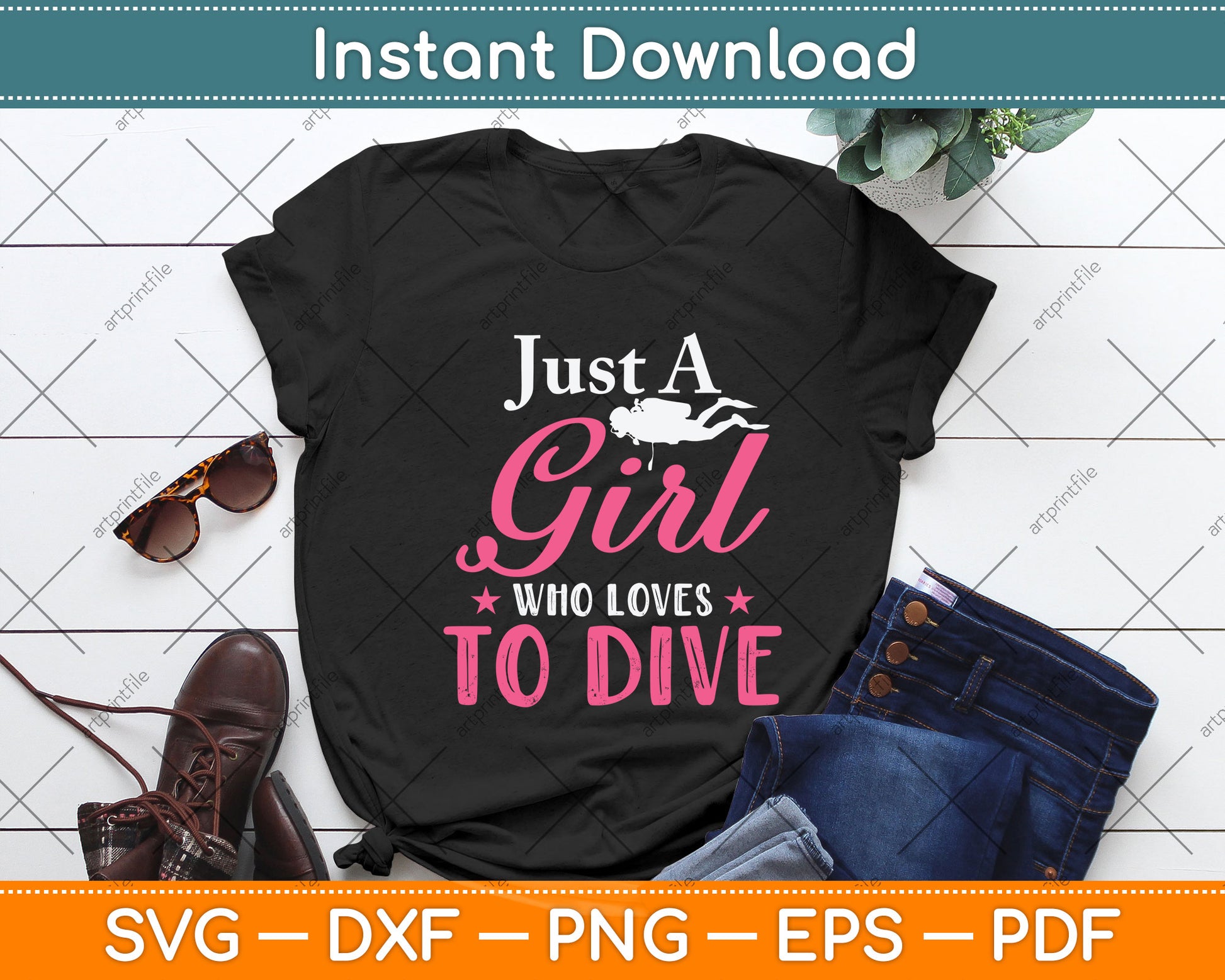 Just A Girl Who Loves To Dive Svg Png Dxf Digital Cutting File