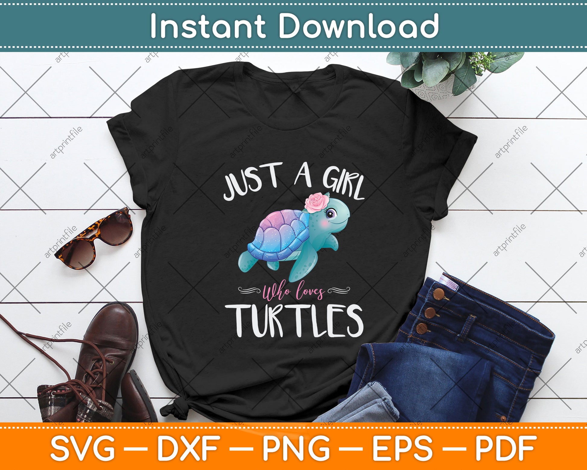Just A Girl Who Loves Turtles Svg Png Dxf Digital Cutting File