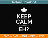 Keep Calm Eh Canadian Canada Svg Png Dxf Digital Cutting File