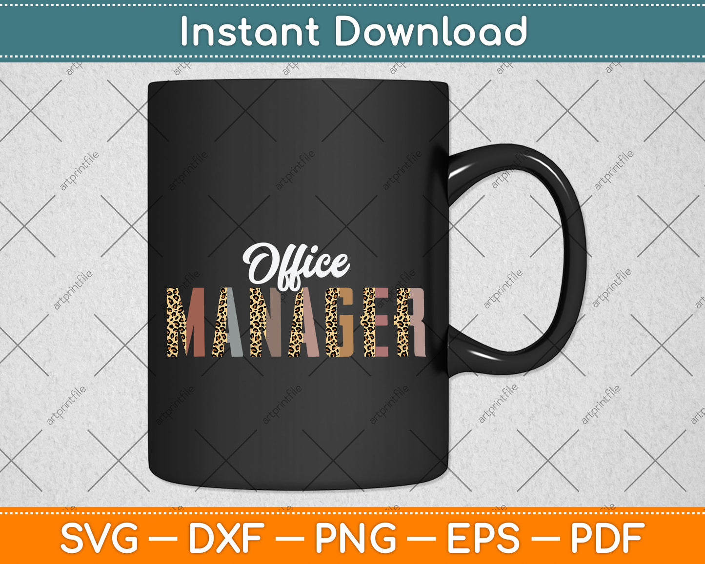 Leopard Office Manager Funny Job Title School Worker Svg Png Dxf Digital Cutting File