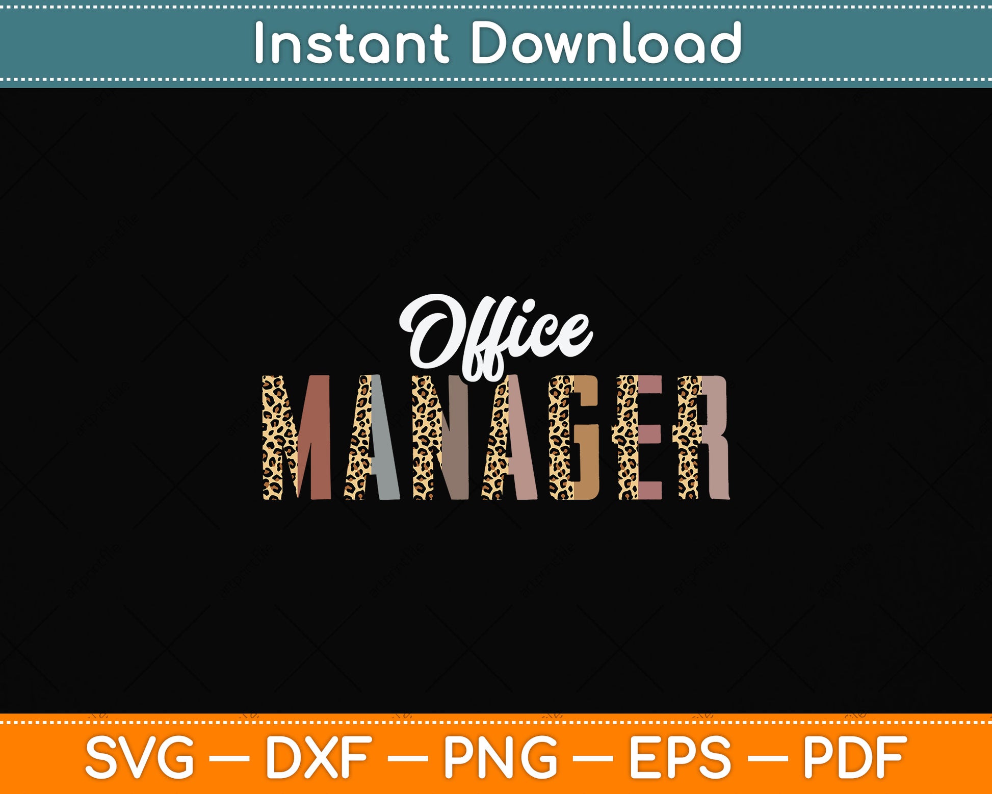 Leopard Office Manager Funny Job Title School Worker Svg Png Dxf Digital Cutting File