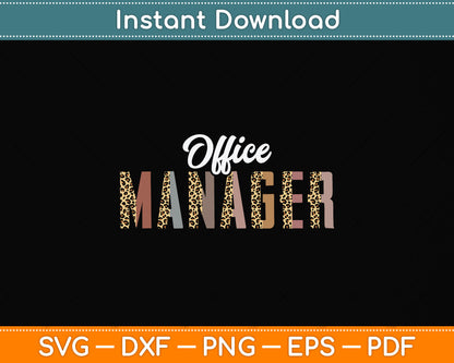 Leopard Office Manager Funny Job Title School Worker Svg Png Dxf Digital Cutting File