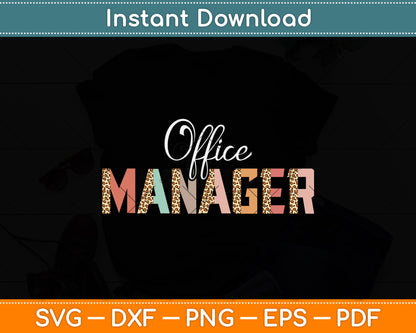 Leopard Office Manager Funny Job Title School Worker Svg Png Dxf Digital Cutting File
