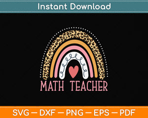 Leopard Rainbow Math Teacher Professor Svg Png Dxf Digital Cutting File