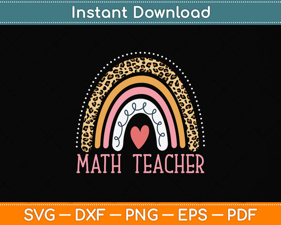 Leopard Rainbow Math Teacher Professor Svg Png Dxf Digital Cutting File