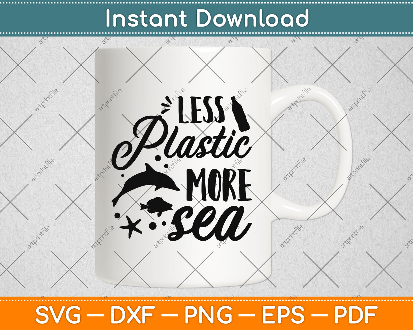 Less Plastic More Sea Svg Png Dxf Digital Cutting File