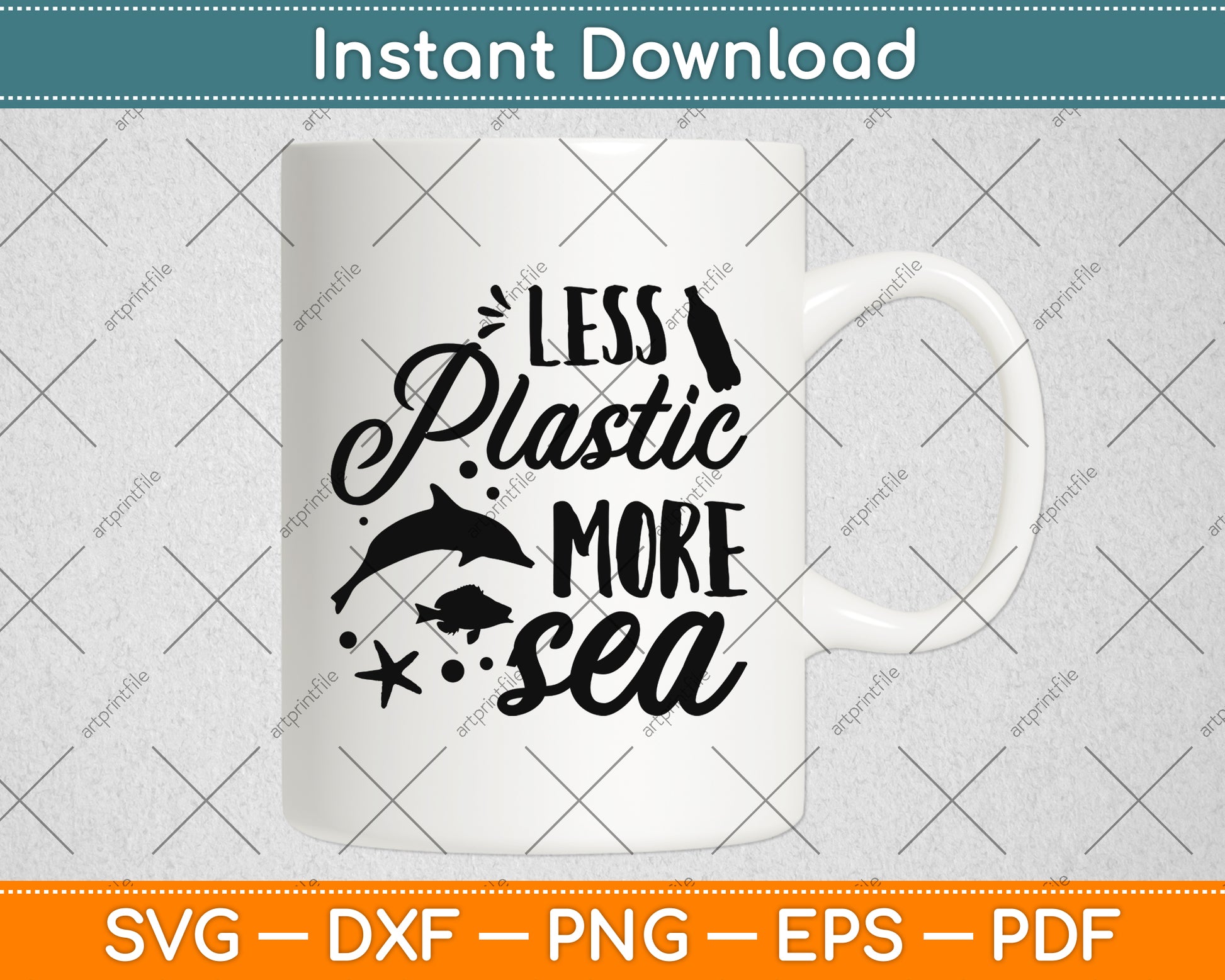 Less Plastic More Sea Svg Png Dxf Digital Cutting File