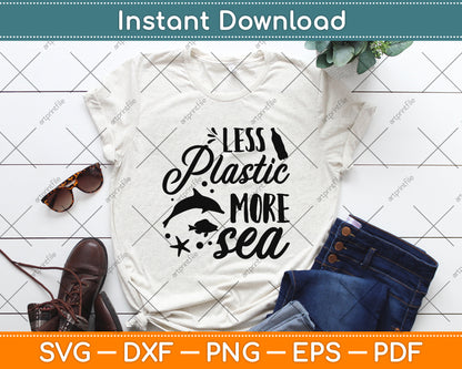 Less Plastic More Sea Svg Png Dxf Digital Cutting File