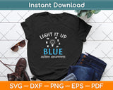 Light It Up Blue Autism Awareness Autistic Puzzle Piece Svg Png Dxf Digital Cutting File