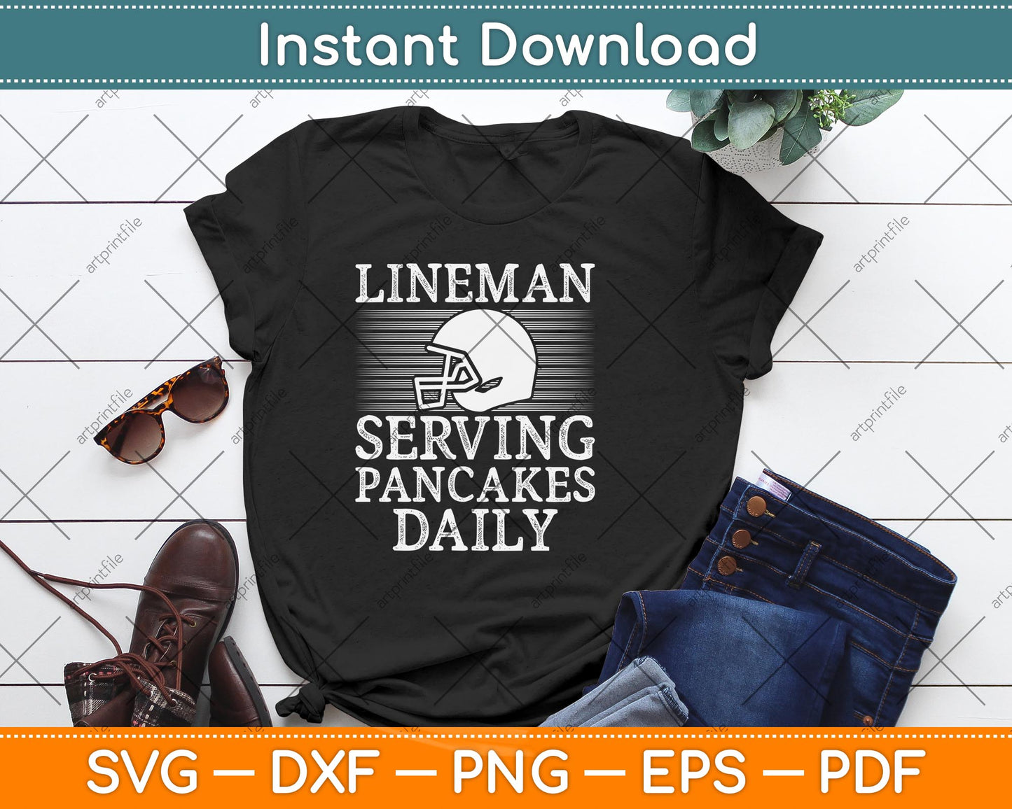 Lineman Serving Pancakes Daily Football Svg Design Cutting File
