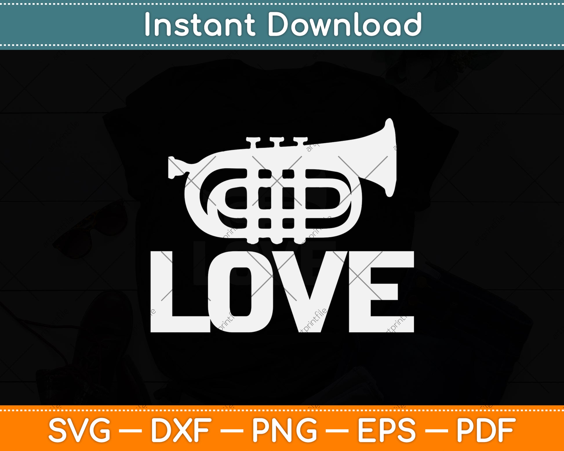 Love Trumpet Svg Png Dxf Digital Cutting File