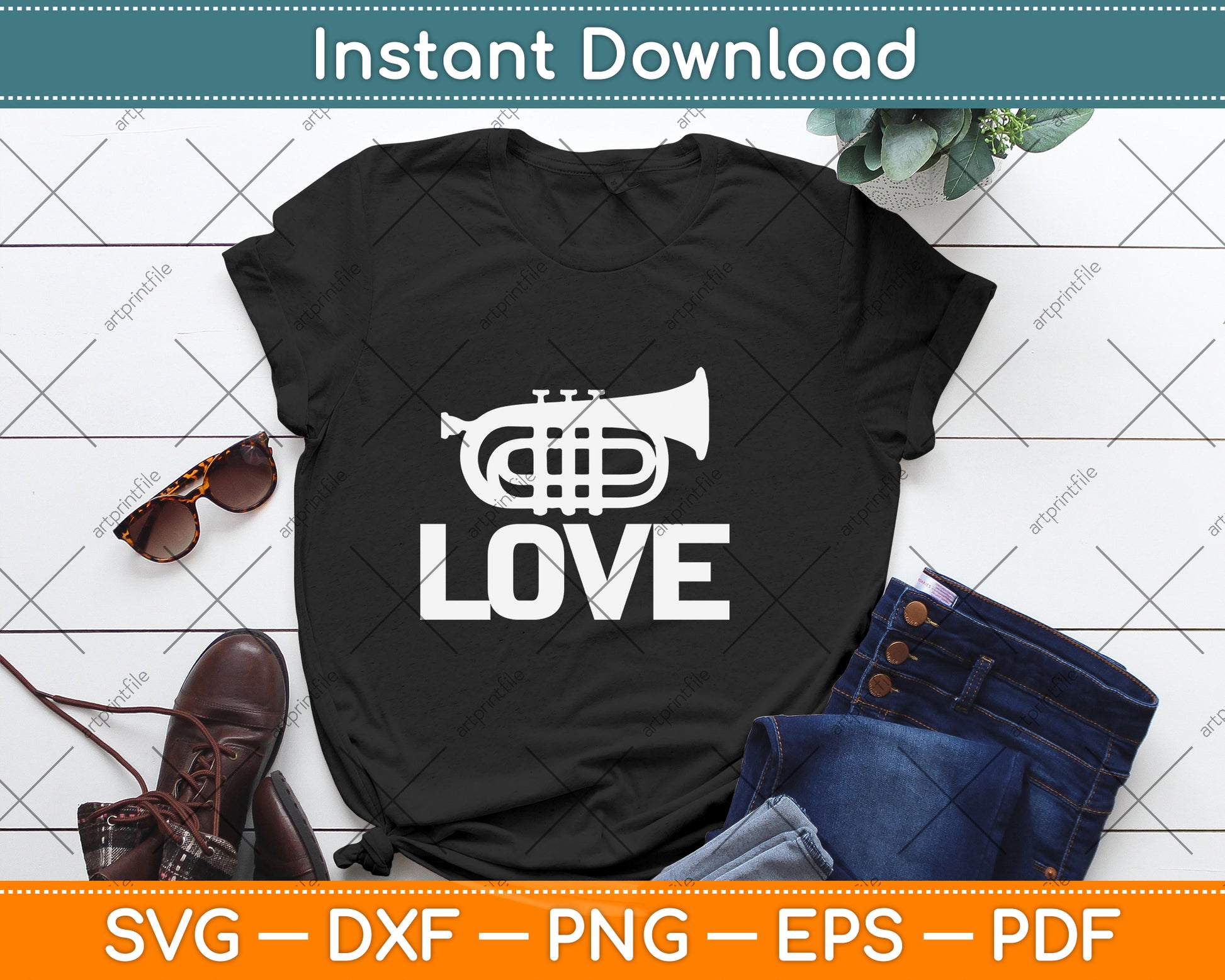 Love Trumpet Svg Png Dxf Digital Cutting File