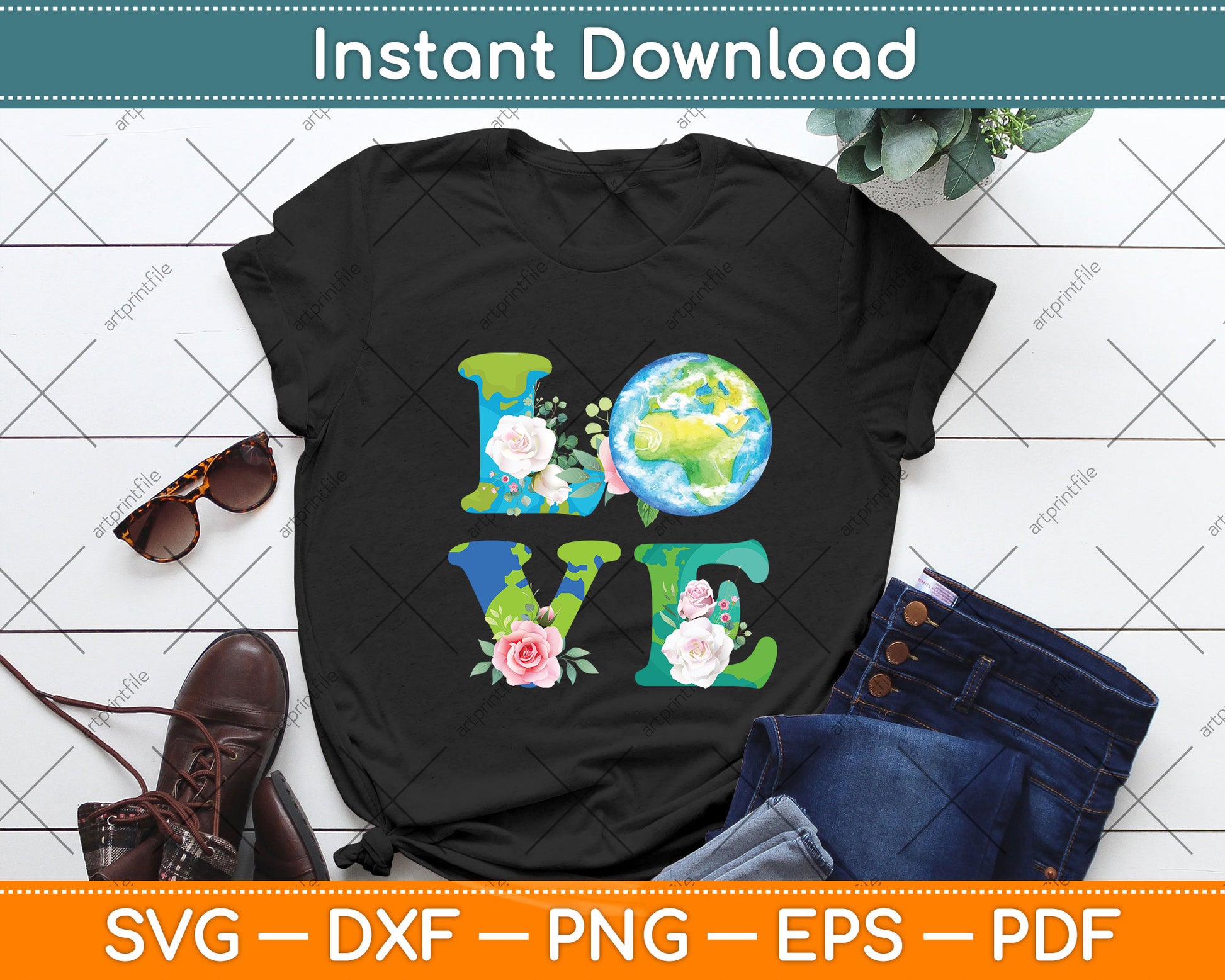 Love World Earth Day Svg Png Dxf Digital Cutting File