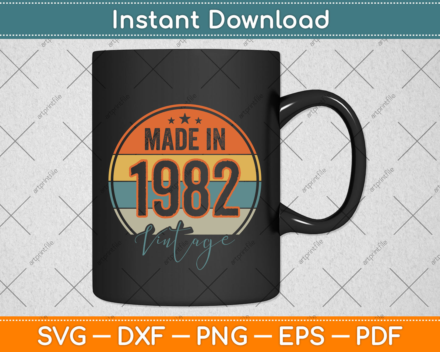 Made In 1982 Vintage Birthday Svg Png Dxf Digital Cutting File