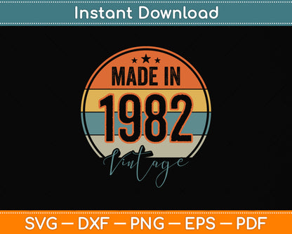 Made In 1982 Vintage Birthday Svg Png Dxf Digital Cutting File
