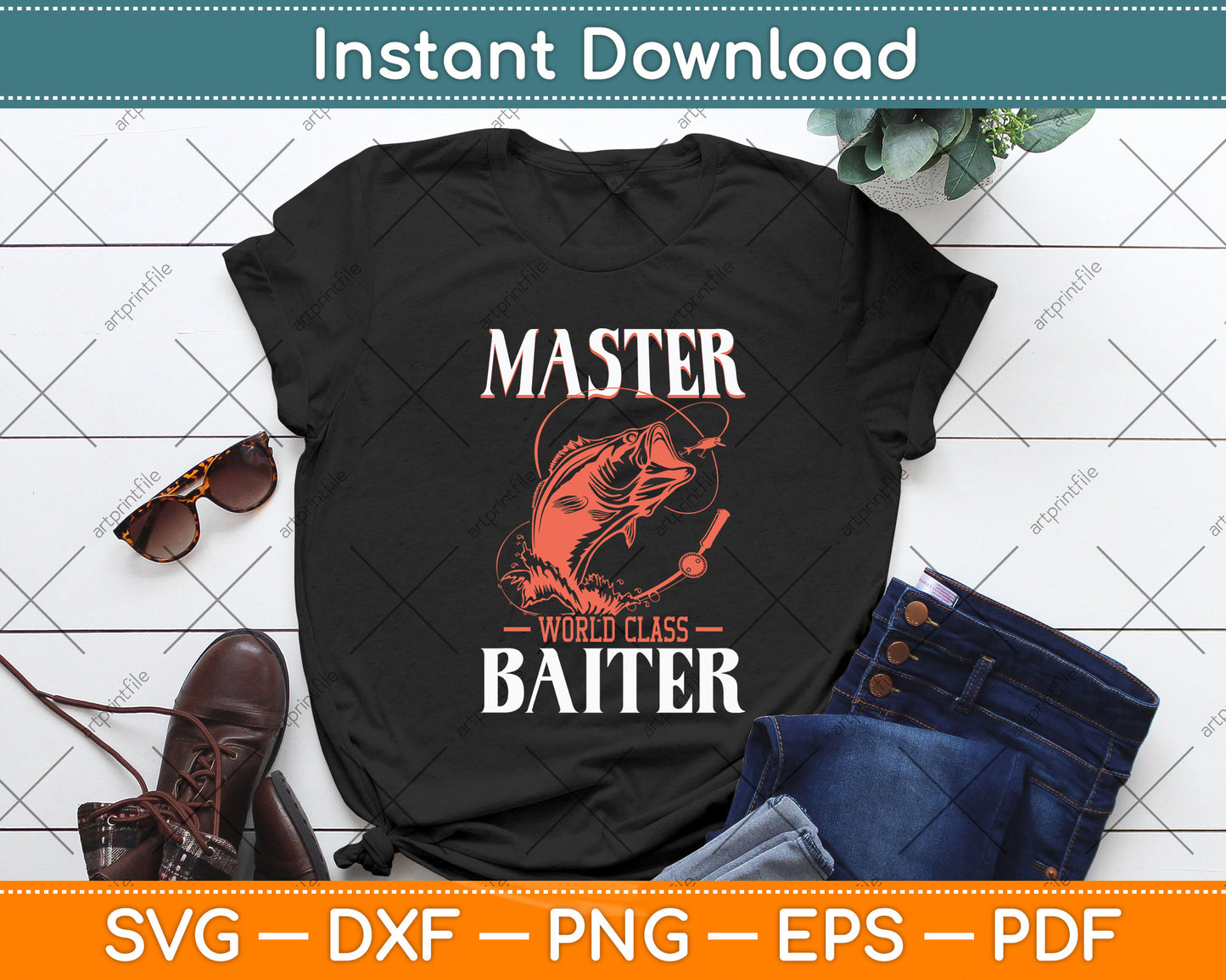 Master World Class Baiter Fishing Svg Png Dxf Digital Cutting File