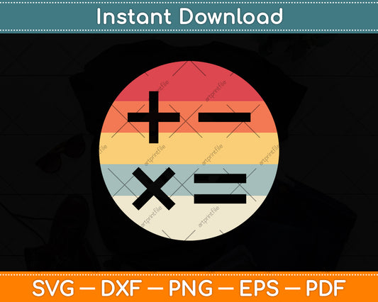 Math Teacher Vintage Retro Svg Png Dxf Digital Cutting File