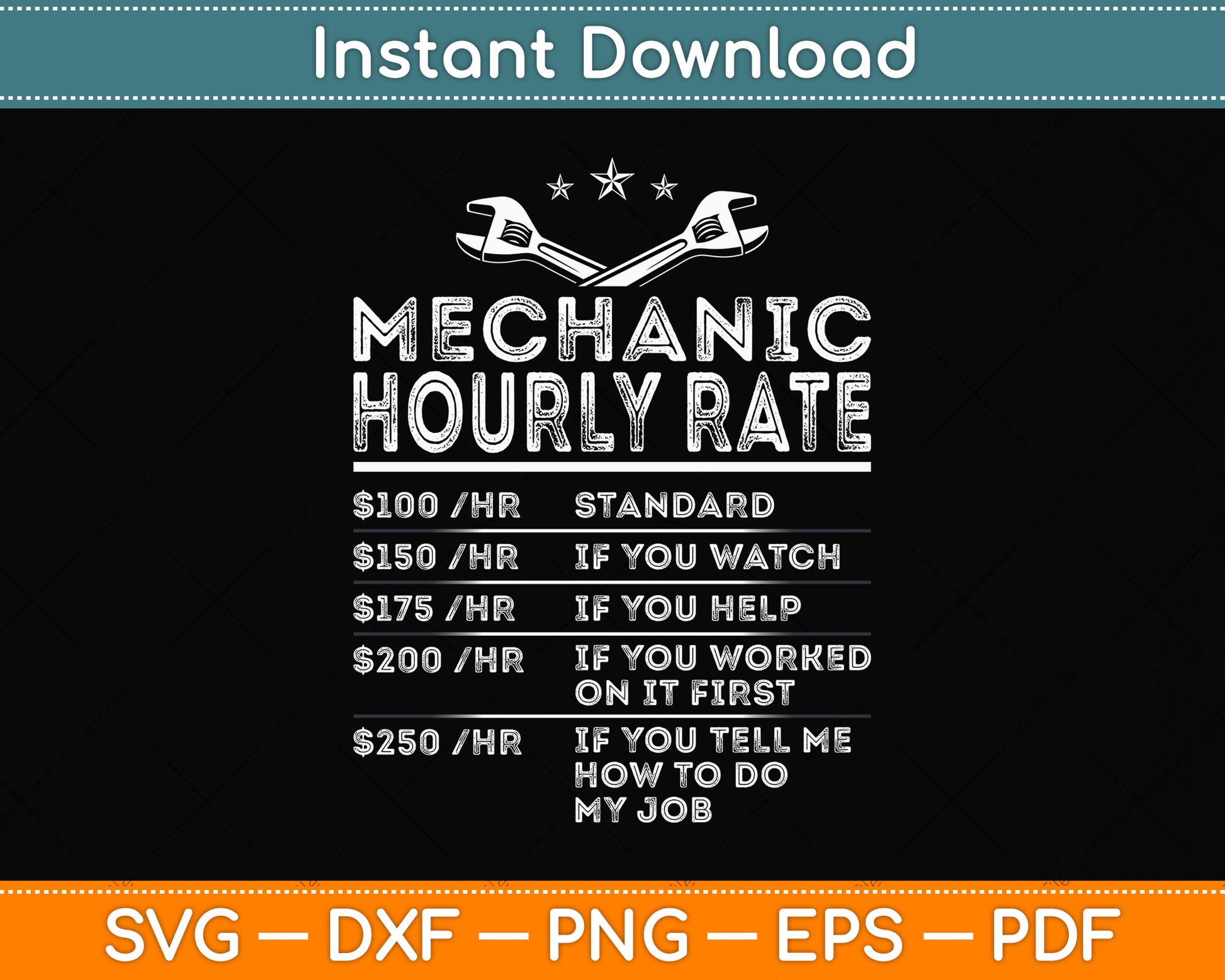Mechanic Hourly Rate Funny Svg Fathers Day Digital Cutting File