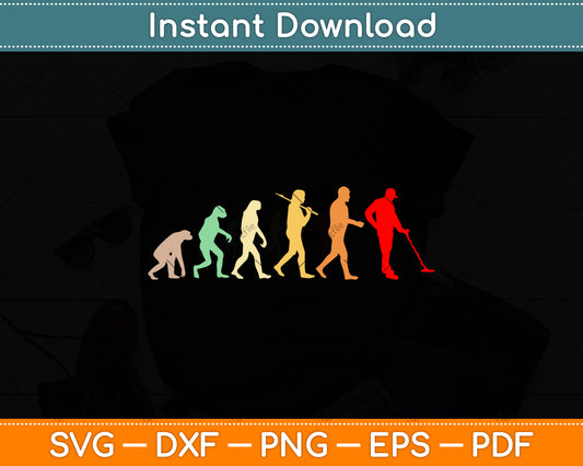 Metal-Detector Evolution Vintage Funny Svg Png Dxf Digital Cutting File