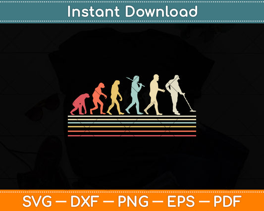 Metal-Detector Evolution Vintage Funny Svg Png Dxf Digital Cutting File