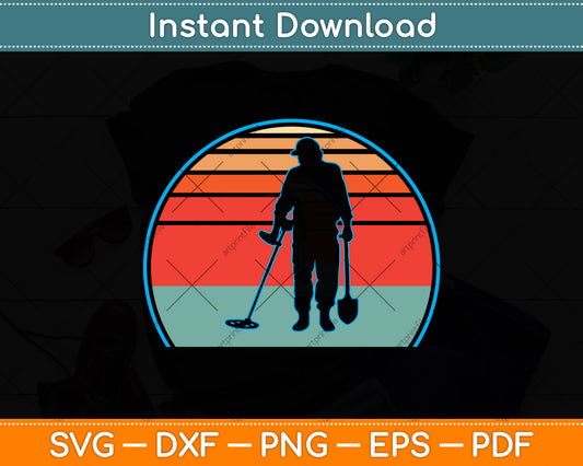 Retro Vintage Metal Detecting Detector Svg Png Dxf Digital Cutting File