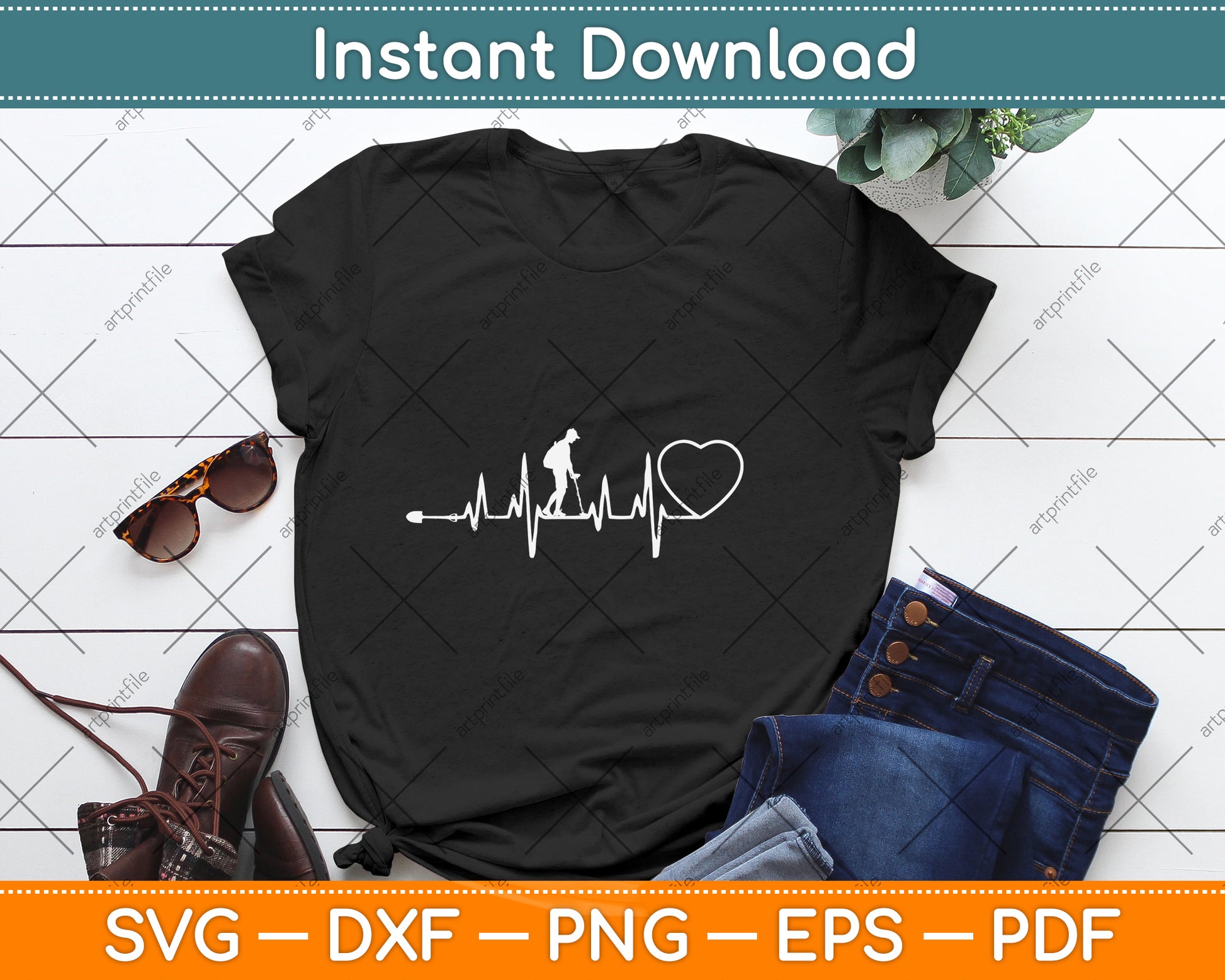 Metal Detector Heartbeat Svg Png Dxf Digital Cutting File