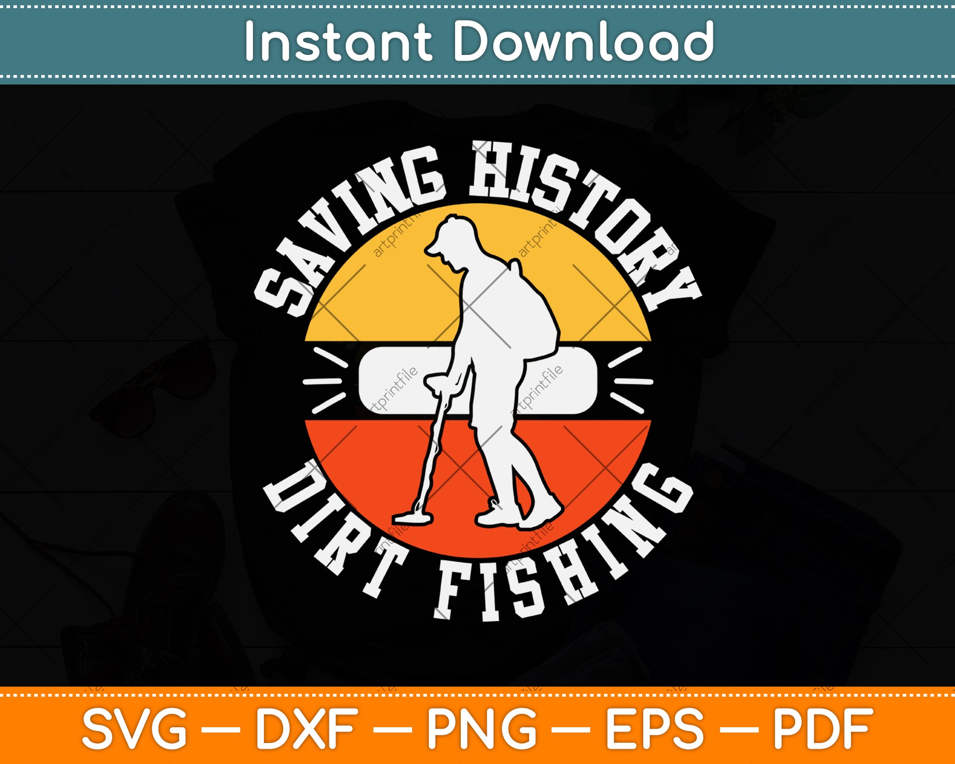 Metal Detector Saving History Dirt Fishing Detecting Svg Png Dxf Digital Cutting File