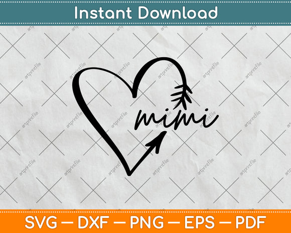 Mimi Heart Svg Design Cricut Printable Cutting Files