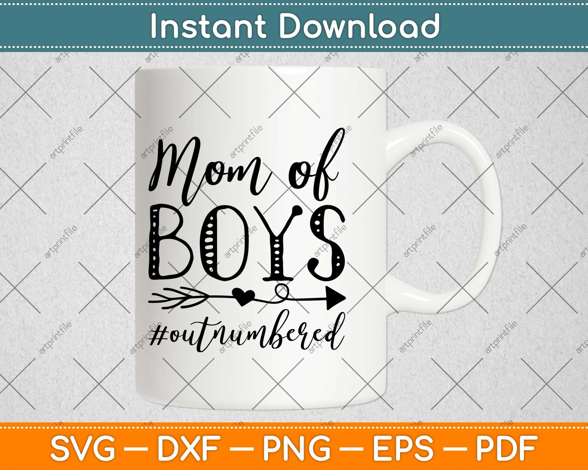 Mom of Boys Outnumbered Svg Design Cricut Printable Cutting Files