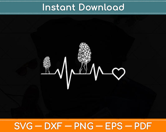 Morel Mushroom Heartbeat Svg Png Dxf Digital Cutting File